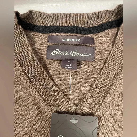 Eddie Bauer Men’s Large Cotton Merino Wool Pullover Sweater - Picture 4 of 10